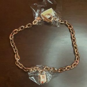 Rose Gold Michael Kors Lock and Chain Necklace